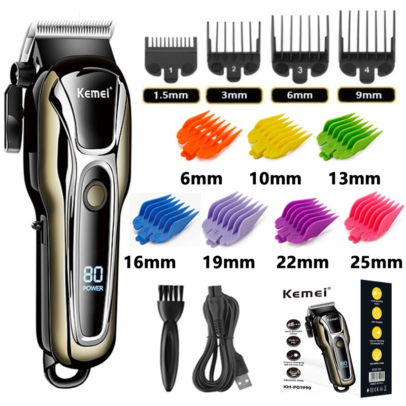 Kemei Barber Hair Clipper Professional Hair Trimmer for Men Electric Beard Cutter Hair Cutting Machine Hair Cut Cordless Corded