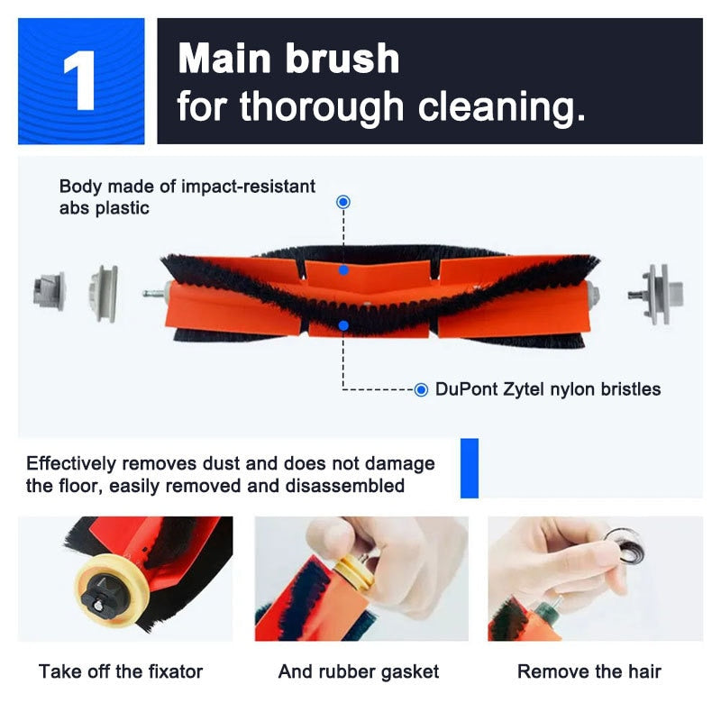 Hepa Filter Main Side Brush Mop Cloth for Xiaomi Mijia 1C 1T Mi Robot Vacuum Mop Dreame F9 Robotic Vacuum Cleaner Accessories