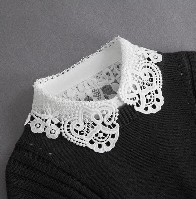 Fashion 2023 Front Tie White Fake Collar for Women Stand Detachable Collar Fake Girls Vintage Lace Ladies False Blouse Collar