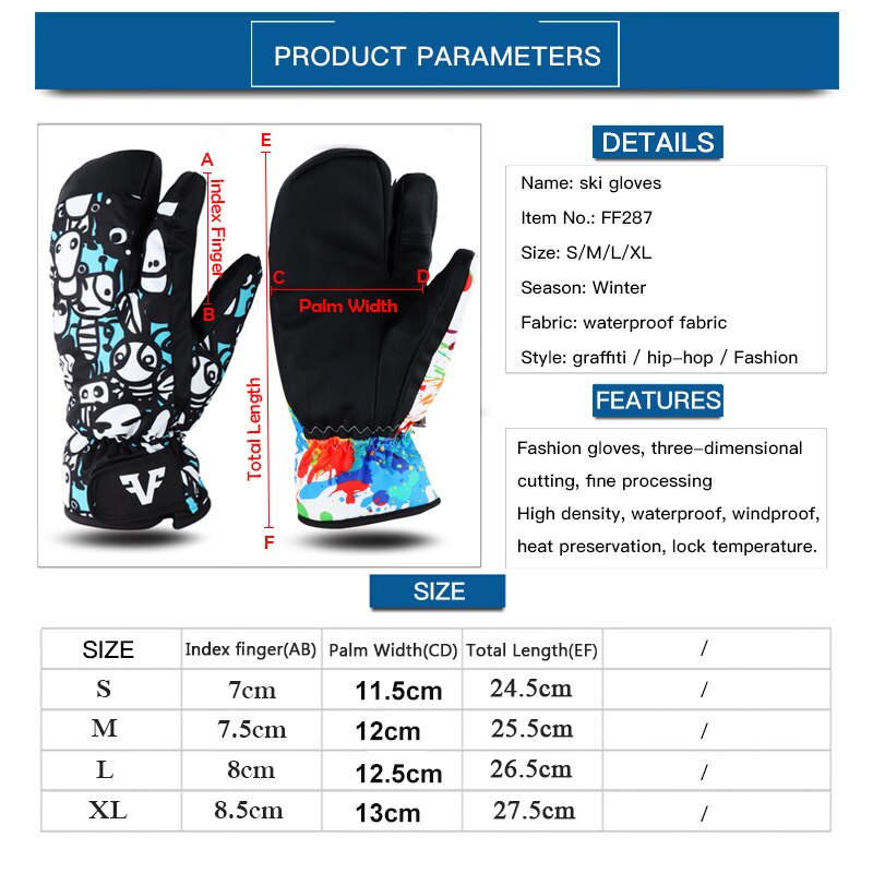 40 Thicken Adult Teenager Kids Ski Snowboard Gloves Windproof Waterproof Gloves Winter Thermal Outdoor Sport Mittens