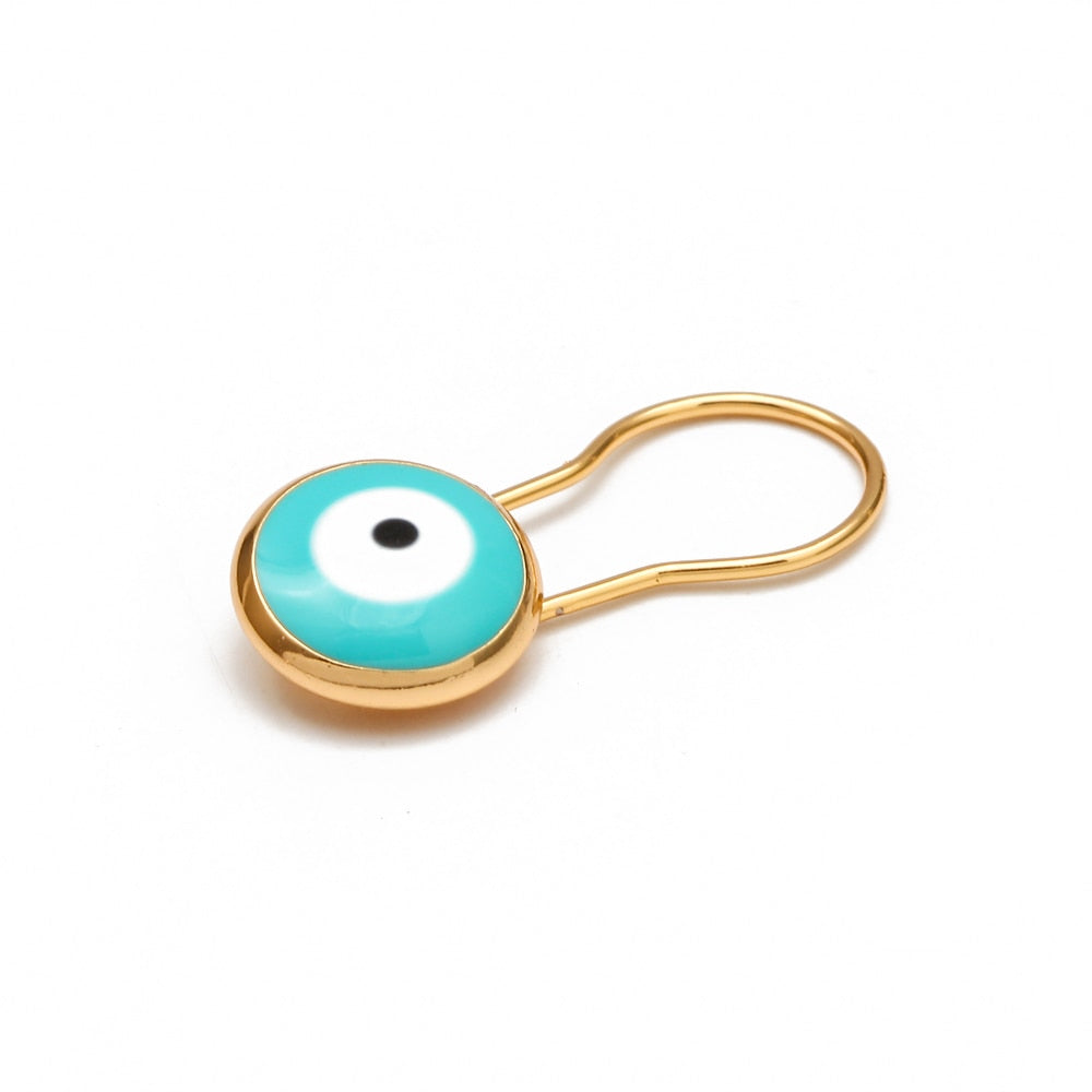 Lucky Eye Blue Turkish Evil Eye Brooch Pin for Women Men Dropping Oil Flower Crown Star Hamsa Hand Charm Fashion Jewelry BD52