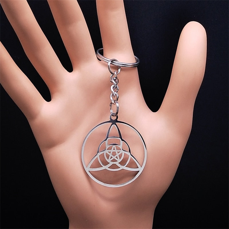 Witchcraft Stainless Steel Witch Knot Pendant Necklace for Women Man Silver Color Wicca Chain Necklaces Jewelry nudo de bruja