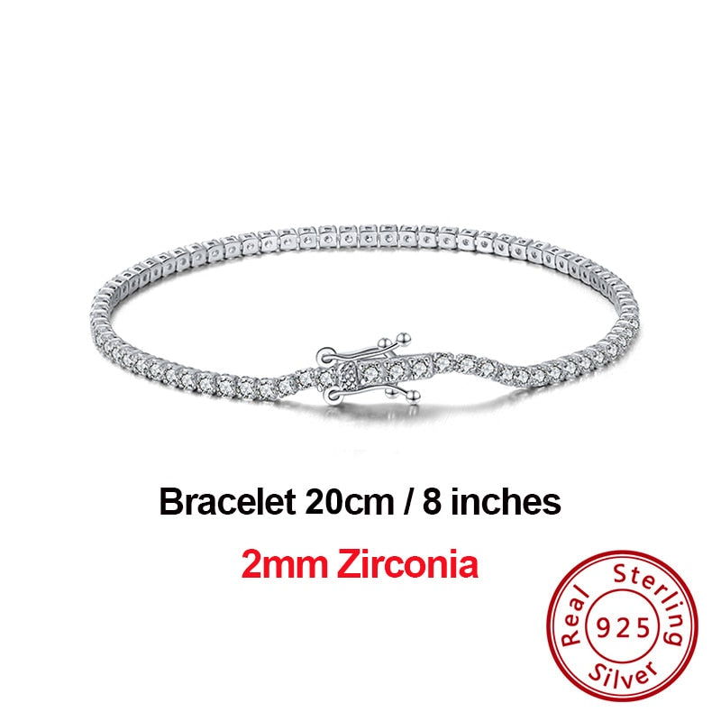 Rinntin SB94 Tennis Bracelet - 100% Real 925 Sterling Silver with AAAA Austrian Cubic Zirconia - Fine Jewelry for Women