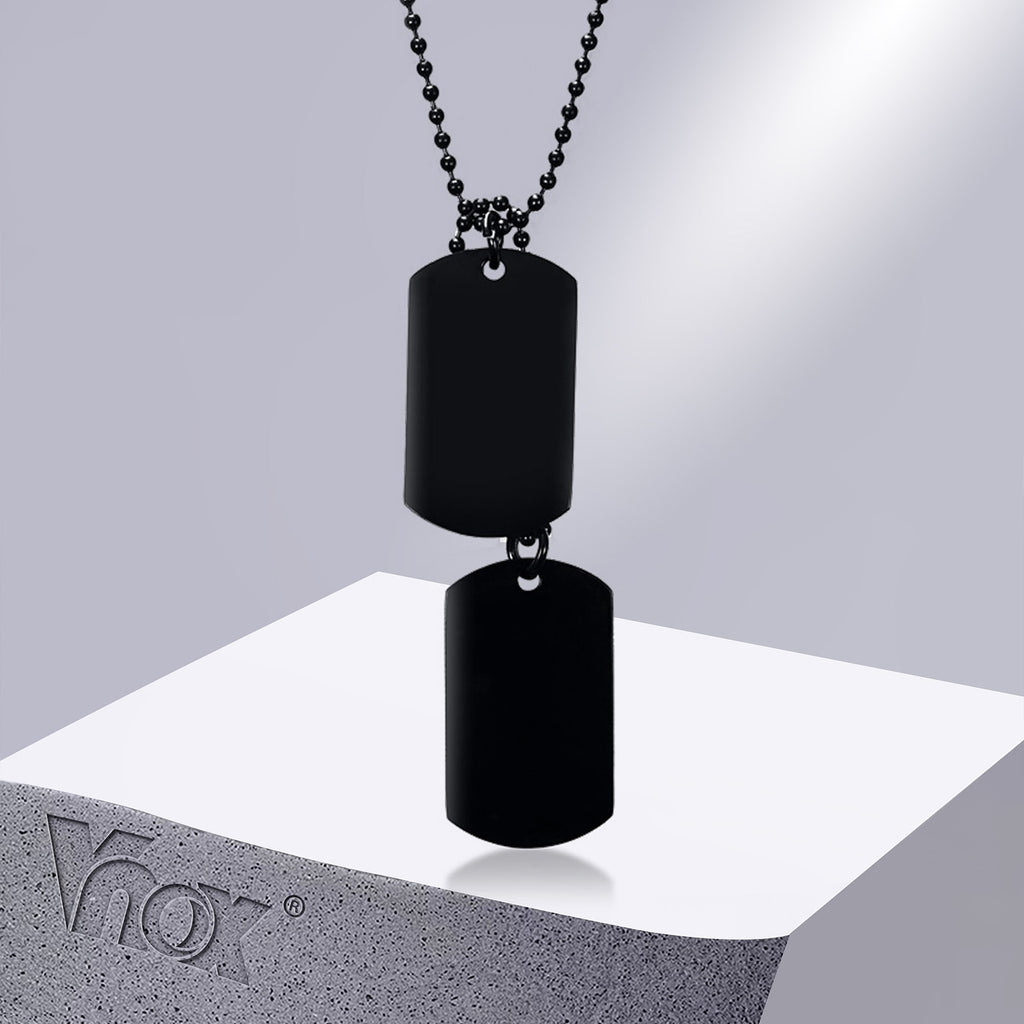 Stainless Steel Double Dog Tag Necklace for Men High Polished Pendant ID Men Jewelry 24&quot; Chain Necklace