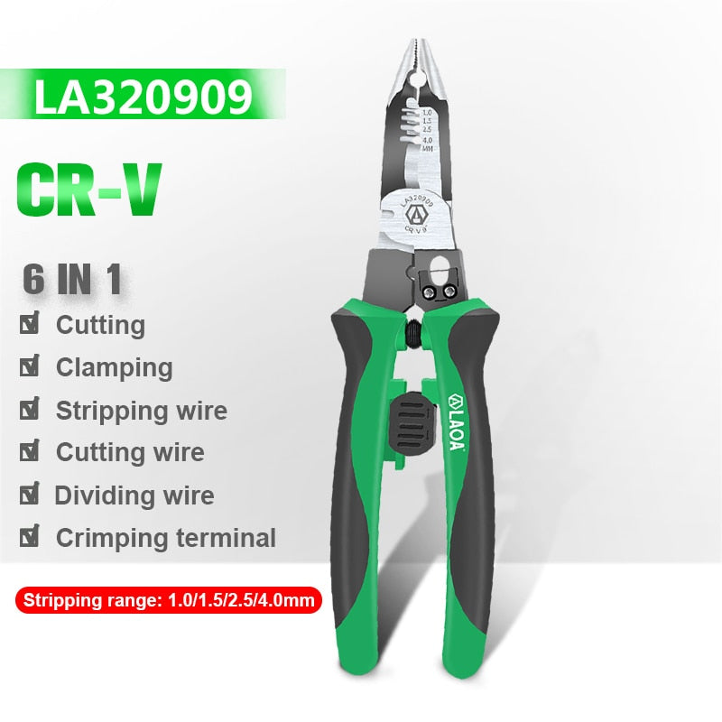 LAOA 9 in 1 Electrician Pliers  Wire Cable Cutters LA320919 Terminal Crimping Universal Wire Cutter