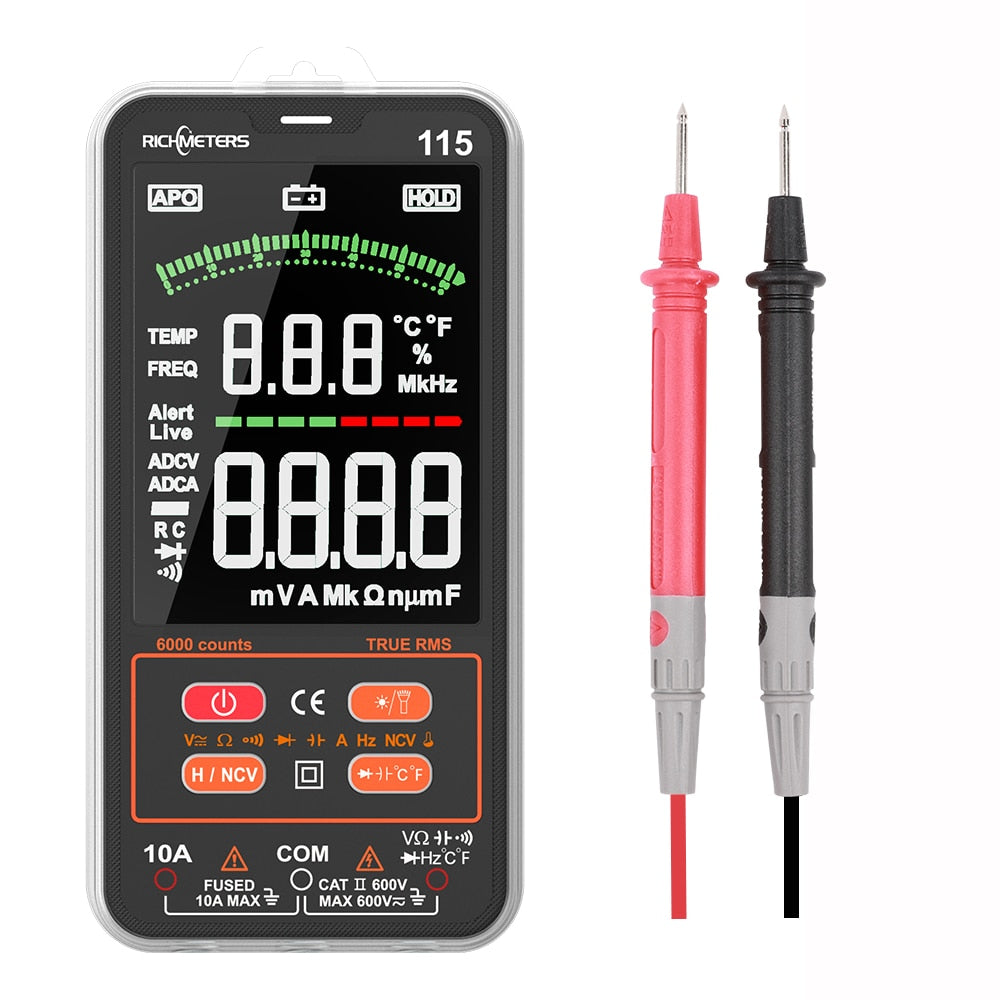 RICHMETERS RM113D NCV Digital Multimeter 6000 Counts Auto Ranging AC/DC Voltage Meter Flash Back Light Large Screen 113A/D