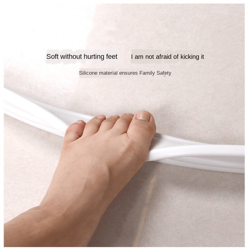 Water Retaining Strip Bendable Self-adhesive Silicone Waterproof Silicone Strip For Bathroom Shower Room Floor Partition Toilet