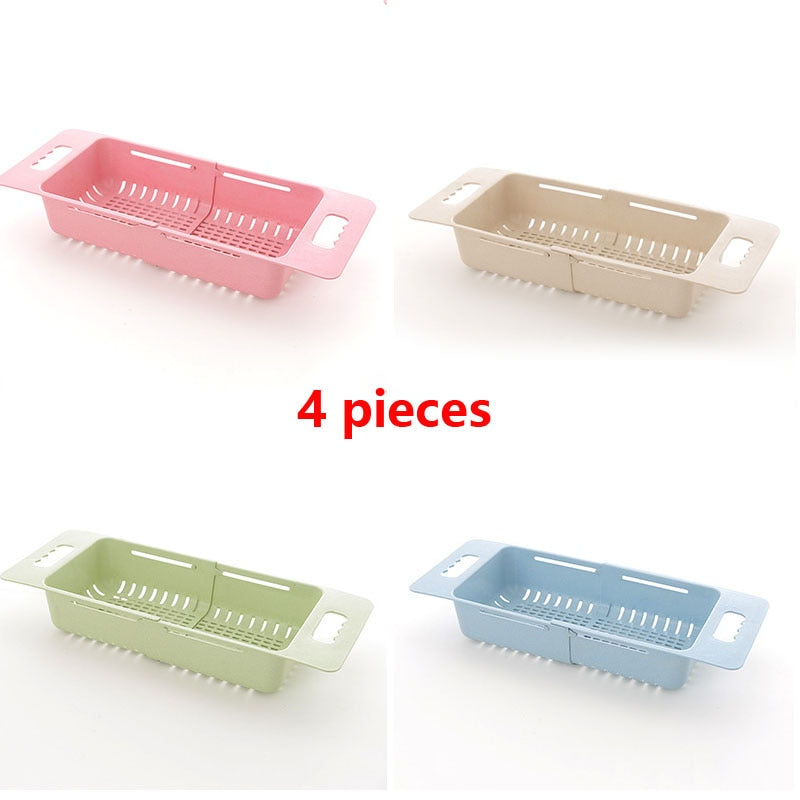 Adjustable Dish Drainer Sink Drain Basket Washing Vegetable Fruit Plastic Drying Rack Kitchen Accessories Organizer H1235