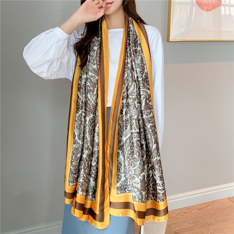 2022 New Design Brand Silk Scarves Summer Women Shawls And Wraps Print Hijabs Scarfs Foulard Femme Pashmina Beach Stoles Luxury