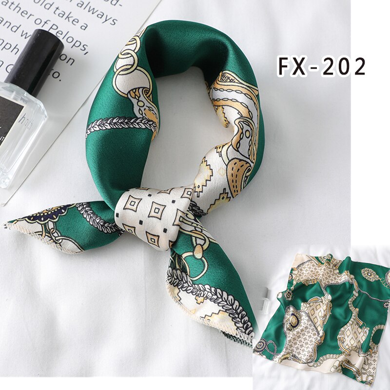 Lady Hair Scarf for Women Fashion Print Small Satin Silk Square Scarves Design Hairbands Bandana Foulard Accessories Summer 2022