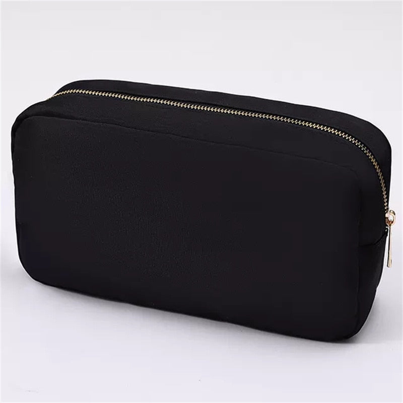 S/M/L 3 size Solid color Toiletry Pouch Nylon Travel Storage Bag Diy Embroidery Patch Personalize Makeup Bag