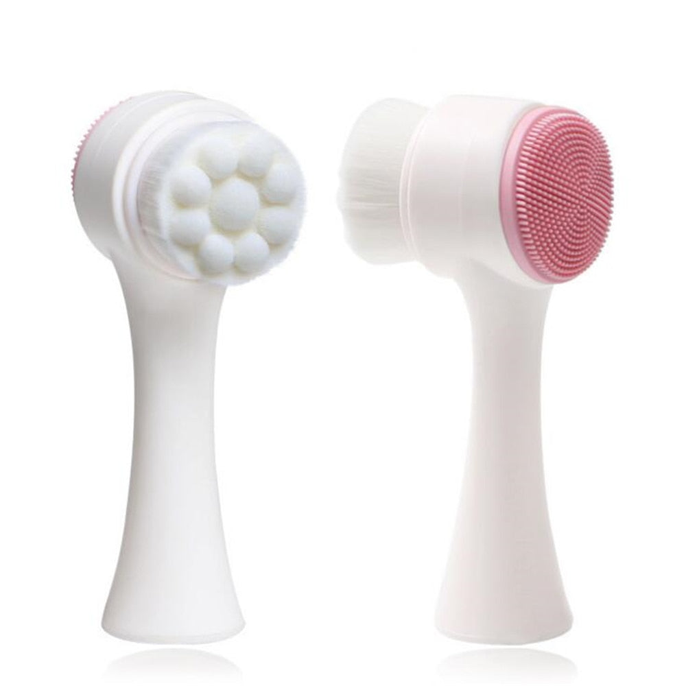 Double-sided Facial Cleansing Brush Silicone Face Skin Care Tool Facial Massage Cleanser Brush Makeup Remover Brush Beauty Tools