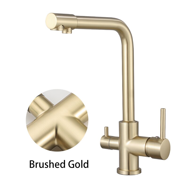 ULA Filtered Kitchen Faucets Gold Black Brass Purifier Faucet Dual Sprayer Drinking Water Faucet Tap Nozzle Sink Mixer Tap