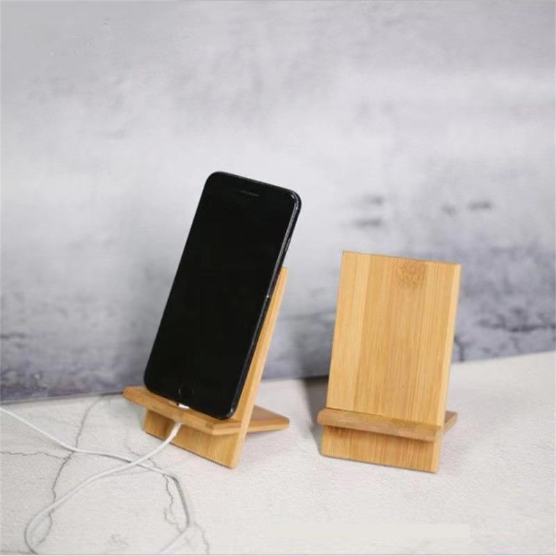 Desktop Bamboo Mobile Phone Stand Charging Mobile Phone Stand Base Practical Wooden Lazy Person Stand Engraving With Hole