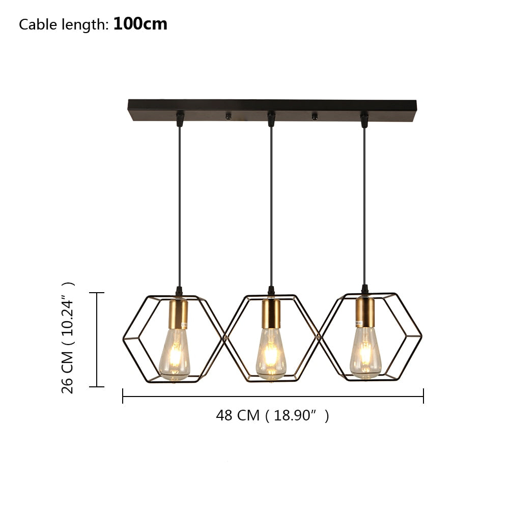 Modern LED Chandelier Hanging E27 Lamp Geometric Metal Frame Lamp Suitable For Creative Light Above the Table Bedroom