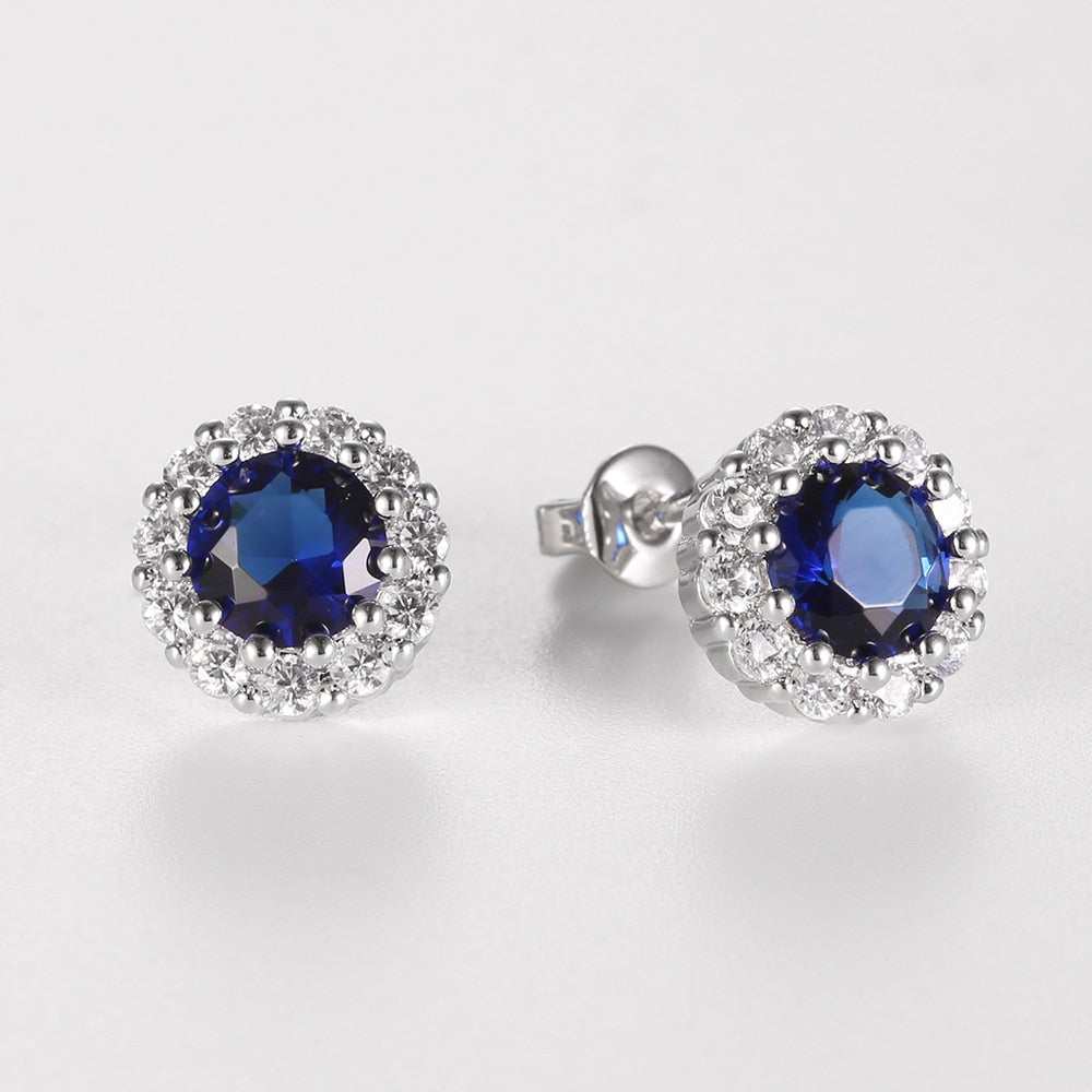 Women's Earrings Chamomile Dorea Fashion Geometry Studs Zirconia Earrings Cute Blue Stone Minimalism Piercing Earrings for Wife