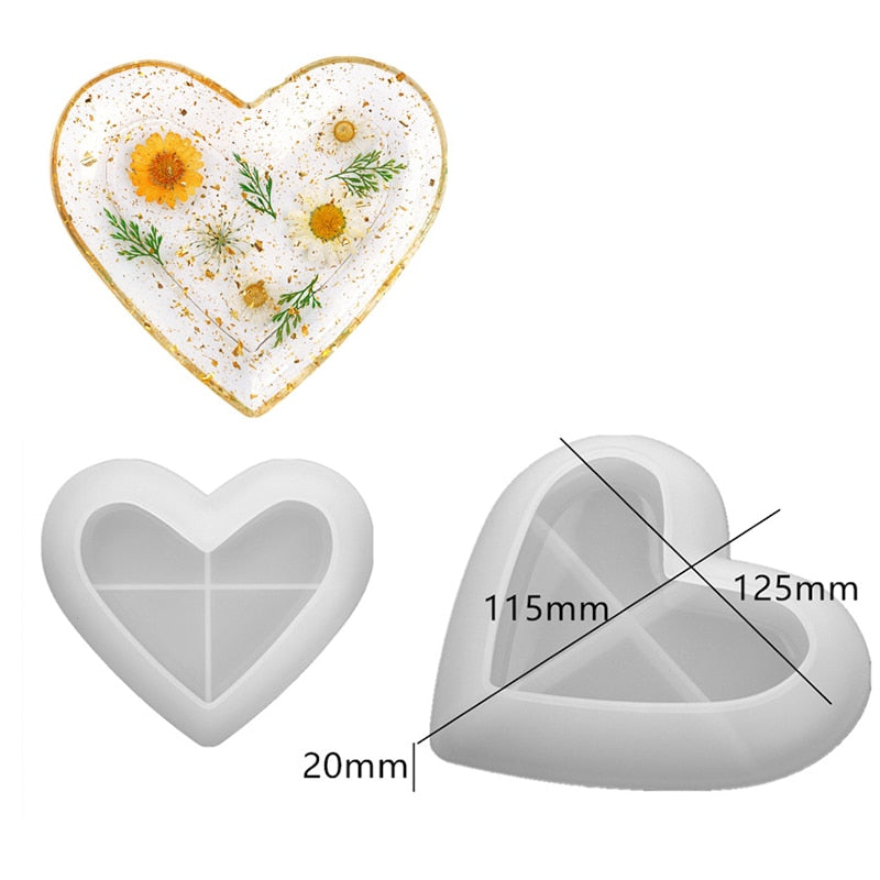 Silicone Mold Ashtray Resin Mold Heart Square Mold For DIY Resin UV Crystal Epoxy Crafts Crystal Ashtray Home Decoration