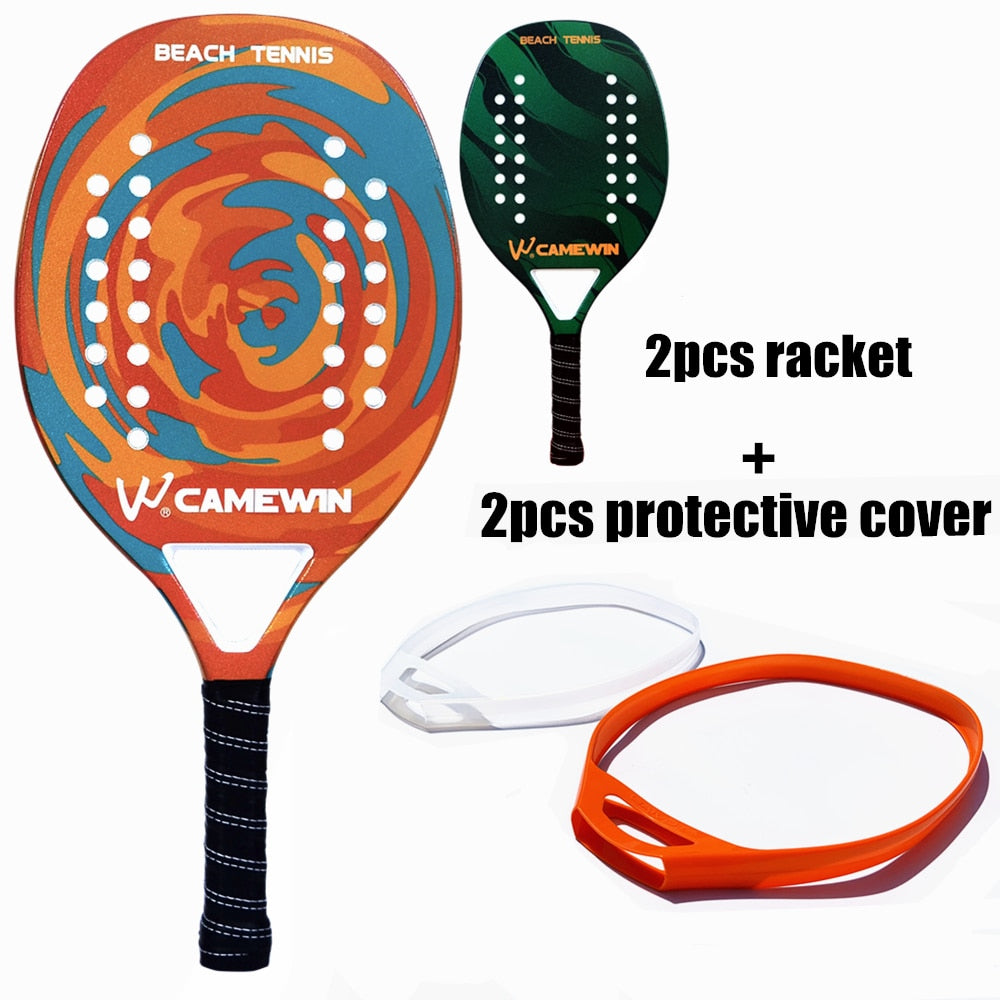 CAMEWIN Professional Beach Tennis Racket Carbon Fiber Beach Racket Protector Can Be Matched With