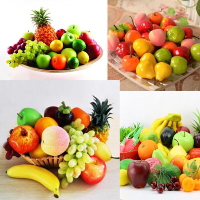 1PC Variety Artificial Fruits Plastic Fake Fruit Kitchen Table DIY Home Decor Artificial Fruits Decorations Festive Party Props