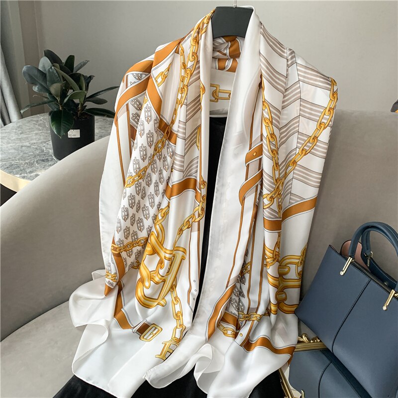 2022 New Design Brand Silk Scarves Summer Women Shawls And Wraps Print Hijabs Scarfs Foulard Femme Pashmina Beach Stoles Luxury