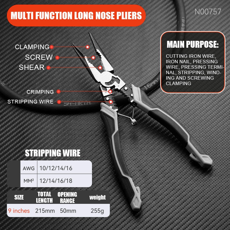 Pliers Crimping Tool Wire Cutters Multifunctional Stripper for Cutting Peeler Sets Electrician Professional Needle Nose Nippers