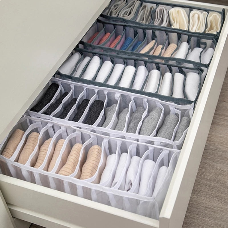 Foldable Drawer Compartment Storage for Socks, Underwear, Bras, Ties, and Baby Clothes with Sock Organizer Drawer Divider