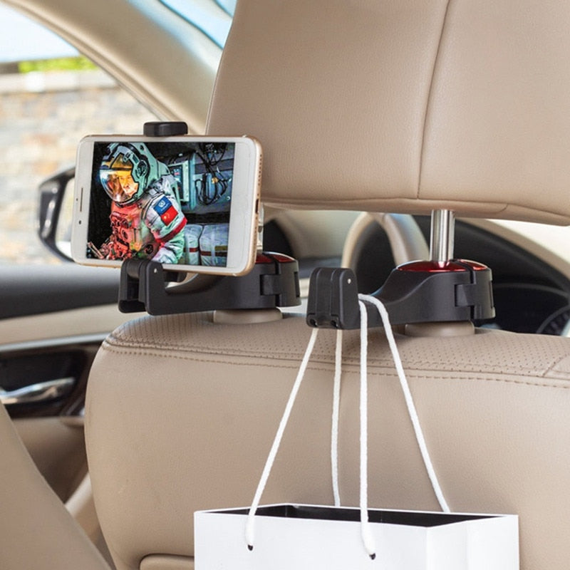 Car Back Seat Hook Multi-Function Hanging Storage Mobile Phone Holder Lazy Bracket Rear Seat Phone Headrest Bracket