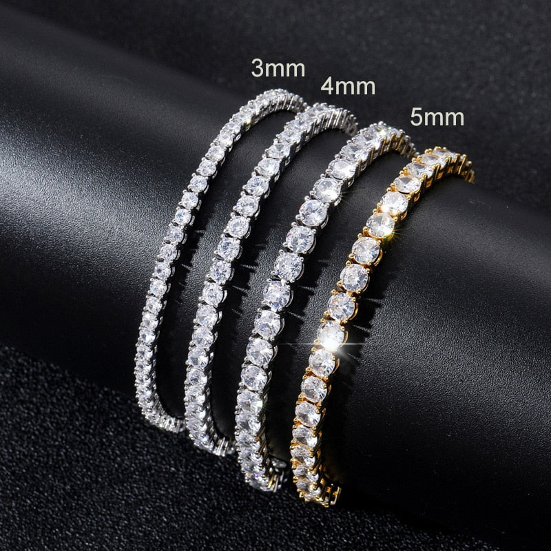 Luxury Crystal Tennis Bracelet for Women Man Iced Out 1 Row Cubic Zirconia Double Buckle Chain Hiphop Rock Hippie Jewelry OHH118