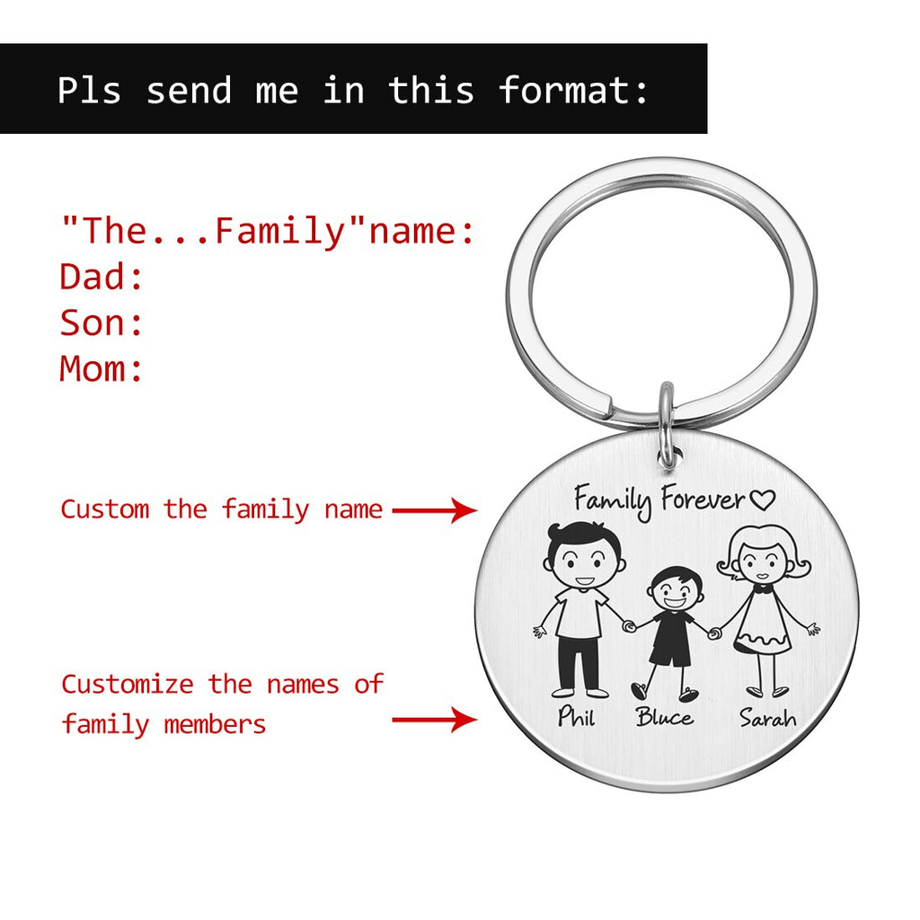 Personalized Family Keychain Engraved Family Gifts for Parents Children Present Keyring Bag Charm Families Member Gift Key Chain