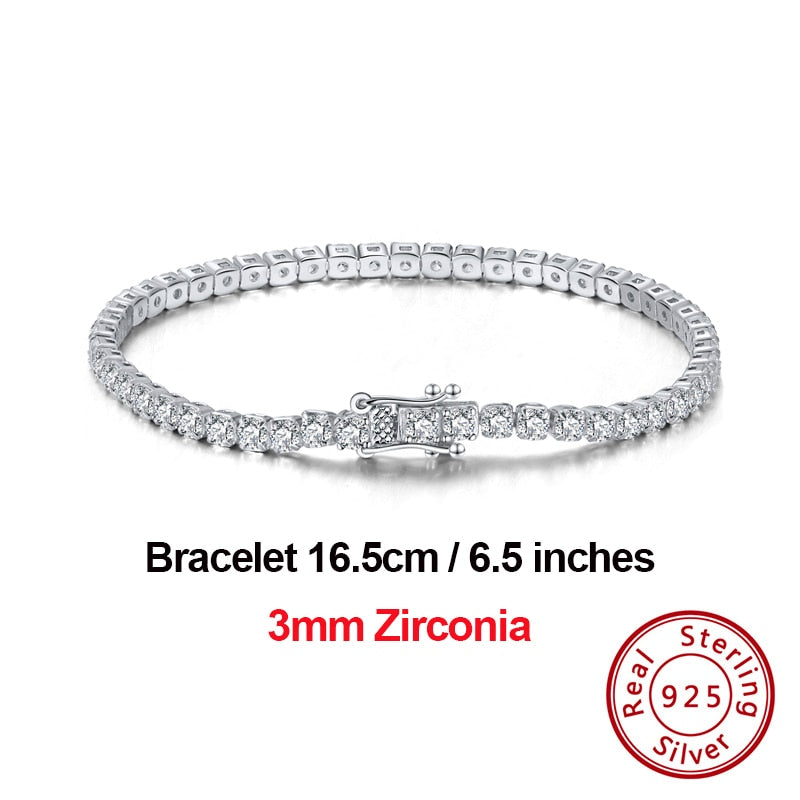 Rinntin SB94 Tennis Bracelet - 100% Real 925 Sterling Silver with AAAA Austrian Cubic Zirconia - Fine Jewelry for Women