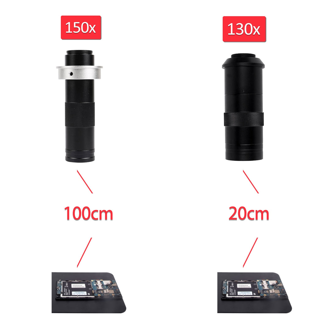 Microscopio Digital HDMI para electrónica, cámara de microscopio VGA de 13MP, lente de montaje opcional 130/150X C, soporte en voladizo para reparación