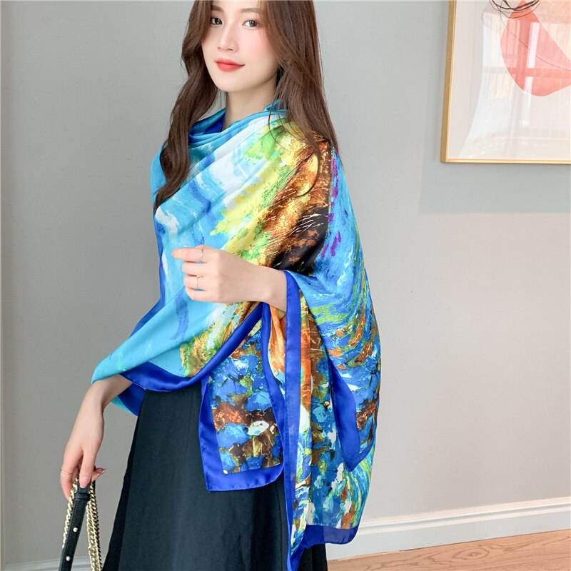 2022 New Design Brand Silk Scarves Summer Women Shawls And Wraps Print Hijabs Scarfs Foulard Femme Pashmina Beach Stoles Luxury