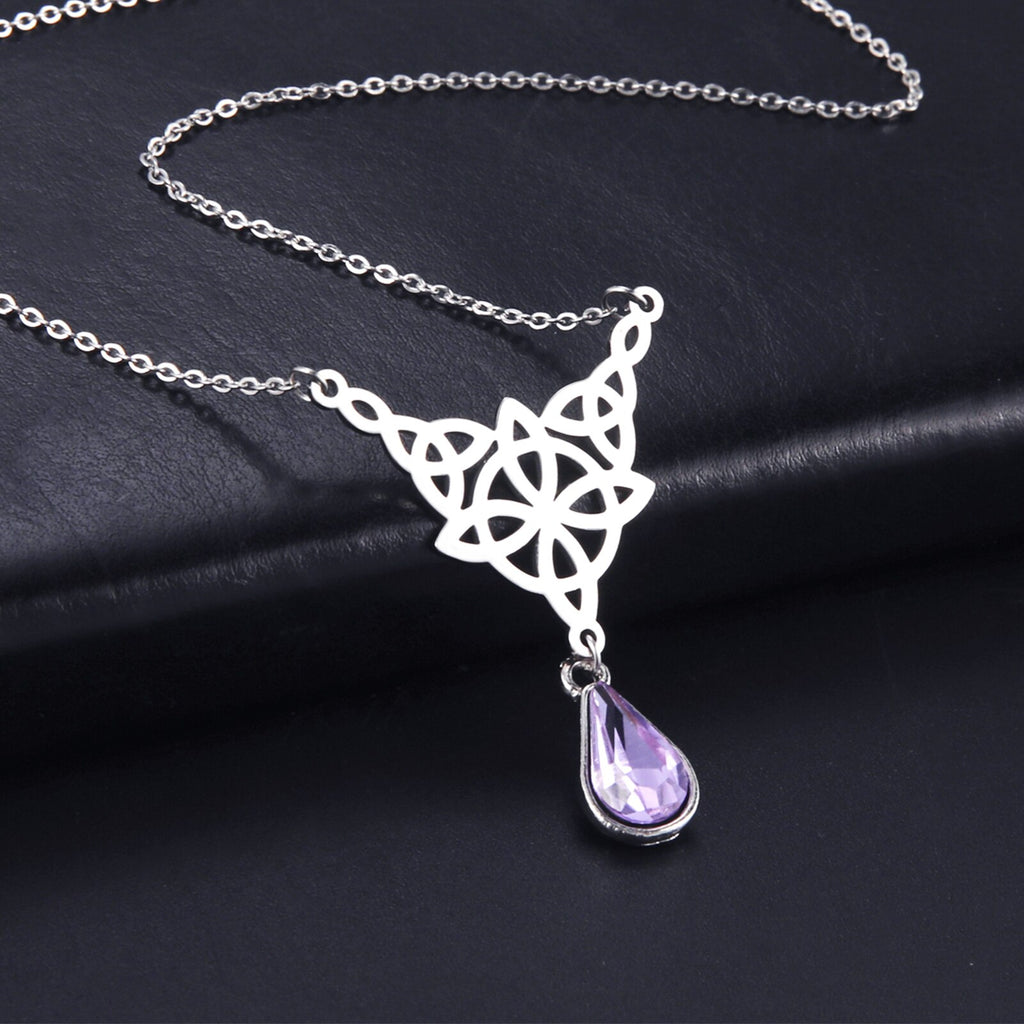 LIKGREAT Celtics Knot Wicca Triquetra Pendant Necklace Pearl Crystal Rhinestone Chain Choker Necklaces for Women Vintage Jewelry
