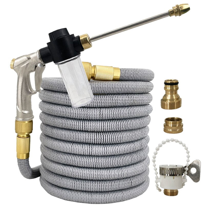 New Water Gun Garden Hose Retractable Magic Hose EU High Pressure Car Wash Hose With Metal Spray Gun Outdoor Garden Watering