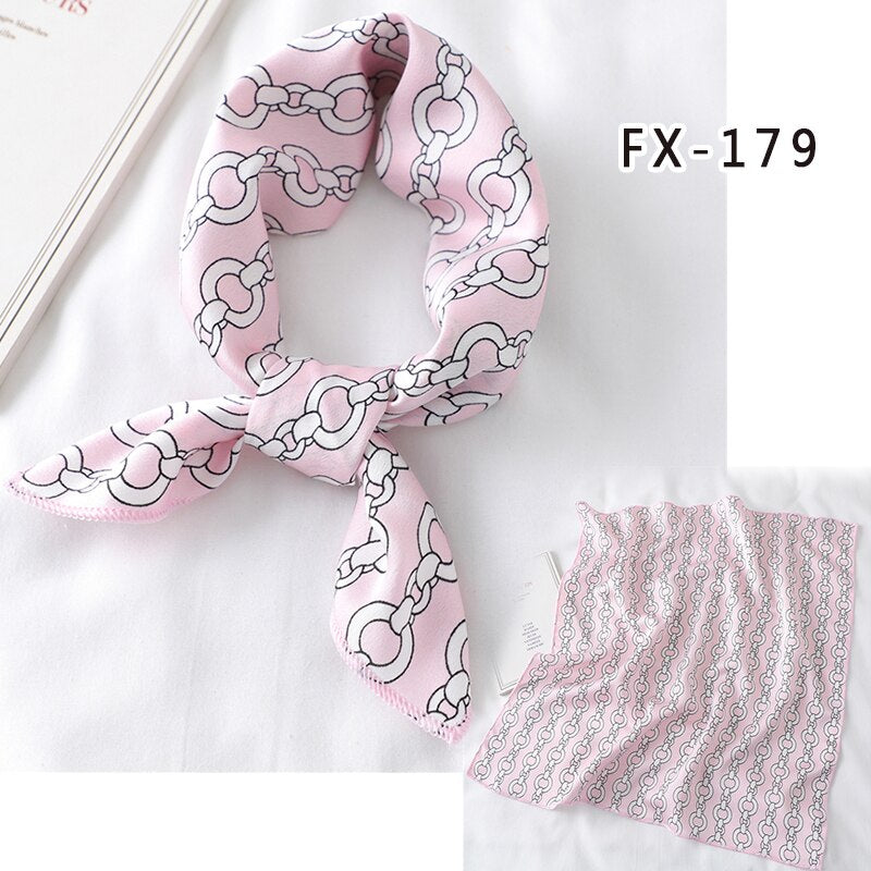 Lady Hair Scarf for Women Fashion Print Small Satin Silk Square Scarves Design Hairbands Bandana Foulard Accessories Summer 2022