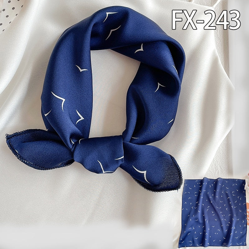 Lady Hair Scarf for Women Fashion Print Small Satin Silk Square Scarves Design Hairbands Bandana Foulard Accessories Summer 2022