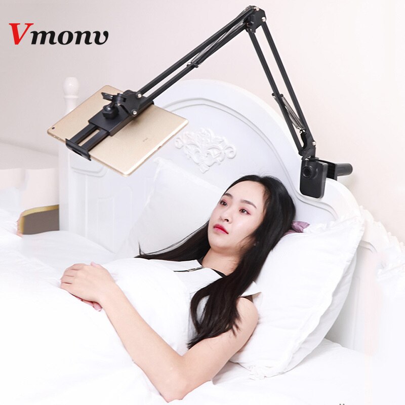 Vmonv Long Arm Rotating Tablet Phone Holder for iPhone Samsung Huawei 5 to 13 Inch Bed Desktop Mount Stand for IPAD Air Pro 12.9