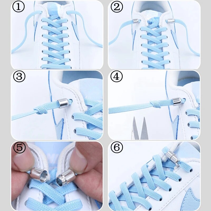 Metal Lock Round Elastic Shoelaces Flat Fashion Safety No Tie Shoelace Suitable For All Kinds Of Shoes Lazy laces