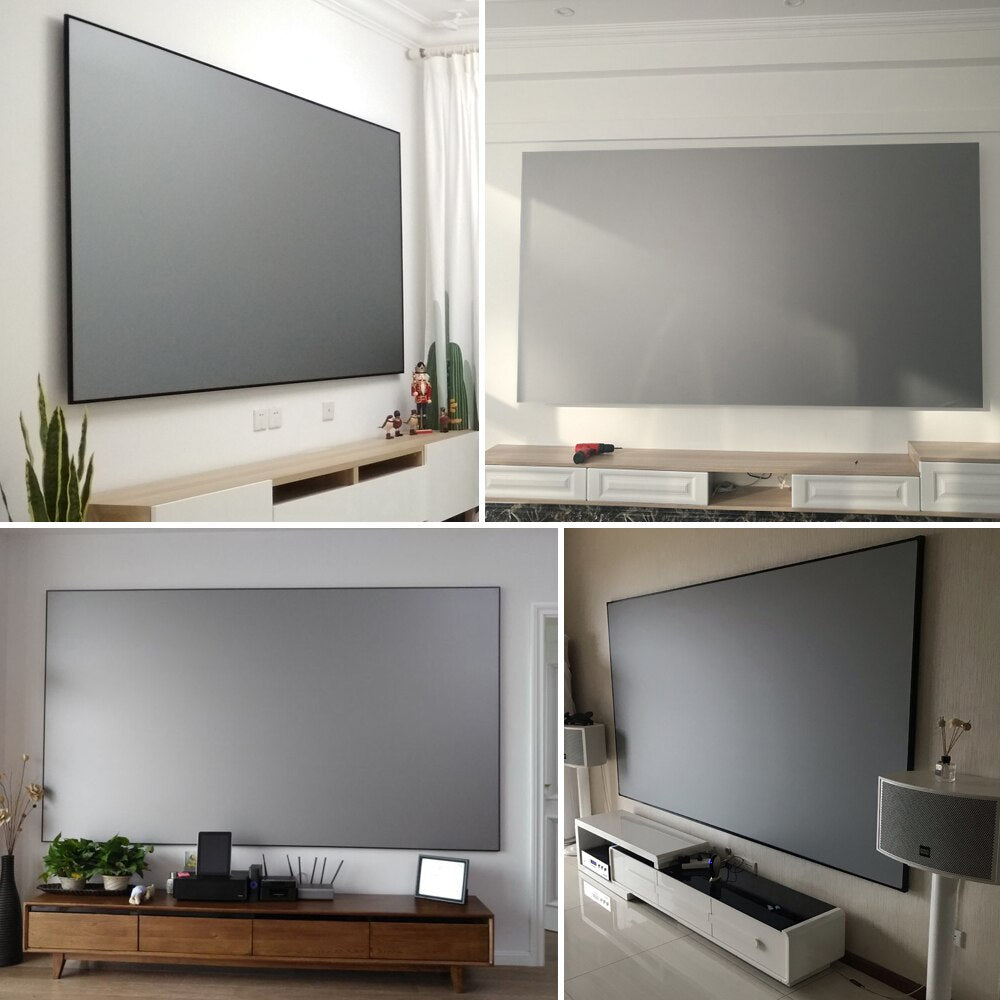 BYINTEK Projector Screen 72inch 84inch 100inch 120inch 130inch Reflective Fabric Projector Projection Screen Enhance Brightness