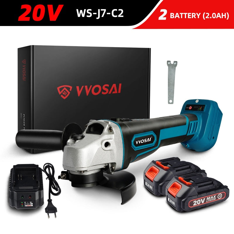 VVOSAI M14 Cordless Angle Grinder 20V Lithium-Ion Grinding Machine Cutting Electric Angle Grinder Grinding Brushless Power Tool