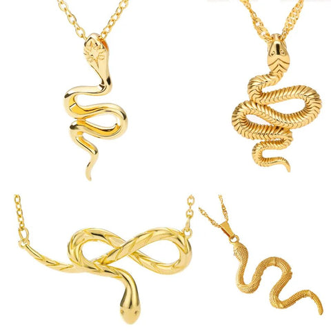 Minimalism Snake Cobra Pendant Water Ripple Chain For Women Men Color Necklace Jewelry Friendship Gift Animals Choker BFF