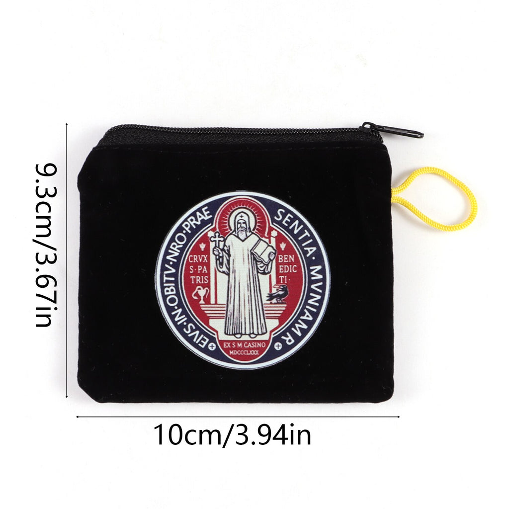 Pu Leather Bags for Rosary Necklace White Religion Jewelry Pouch with Cross Gift Packaging Buckle Bag Jewelry Storage Pouches