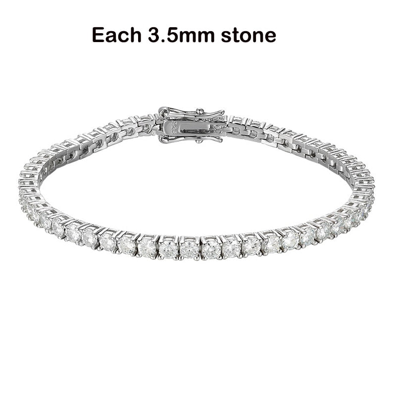 2-6.5mm Real Moissanite Tennis Bracelet for Women Gift Platinum Plated 100% 925 Sterling Silver Wedding Jewelry