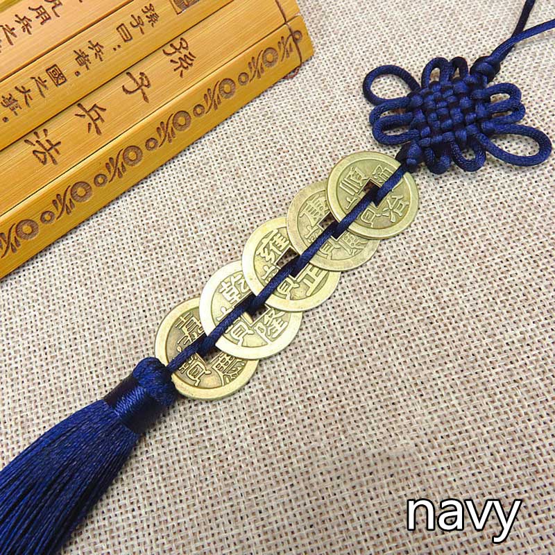 Five Emperor Money Lucky Charm Ancient Coin 1Pcs Red Chinese Knot Collection Gift Copper Coins Keychain Good Fortune