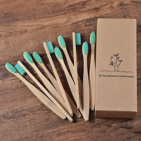 New Design Mixed Color Bamboo Toothbrush Eco Friendly Wooden Tooth Brush Soft Bristle Tip Charcoal Adults Oral Care Toothbrush