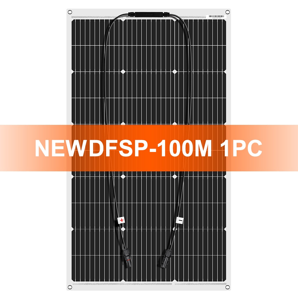 DOKIO 18V 16V 100W Flexible Solar Panels 300W Waterproof Monocrystalline Solar Panel Camping RV Home Charge 12V DFSP-100M