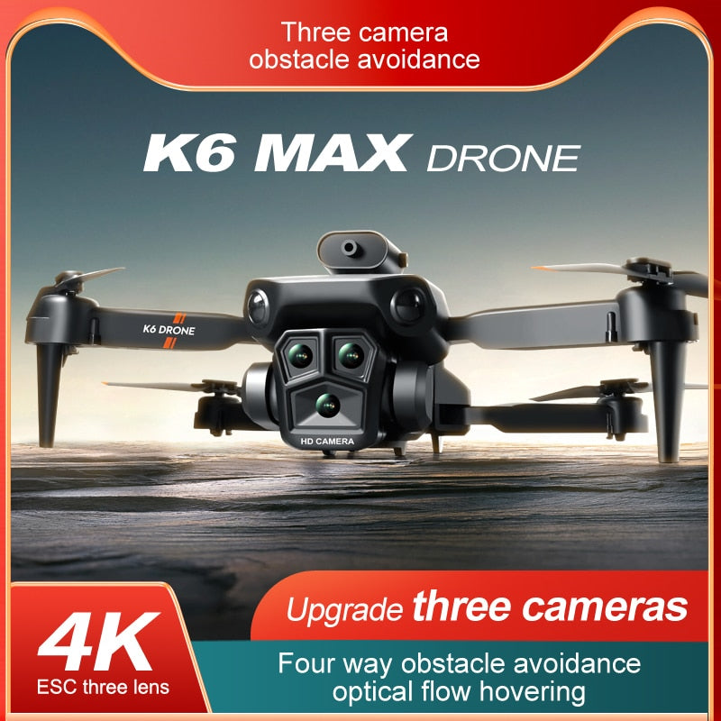 New K6Max Mini Drone 4K Professinal Three Cameras Wide Angle Optical Flow Localization Four-way Obstacle Avoidance RC Quadcopter