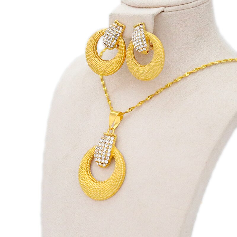 Dubai Ladies Jewelry Set, African Nigerian Girl Bridal Wedding Gifts, Ethiopian Jewelry Set Earrings and Necklaces