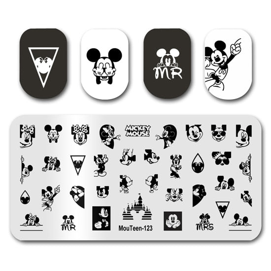 Nail Stamping MouTeen148 Cartoon Big Size Head Disney Nail Plates Stamp King Manicure Set For Nail Art Stamping