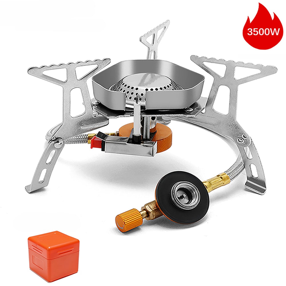 Camping Wind Proof Gas Burner Outdoor Strong Fire Stove Heater Tourism Equipment Supplies Tourist Kitchen Survival Trips